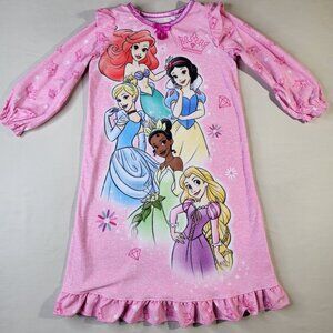 Disney Princess Belle, Ariel and Tiana Pink Flannel Nightgown, Gown